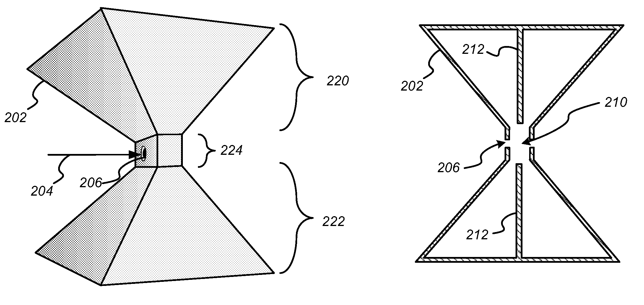 Bowtie deflector cavity for a linear beam device