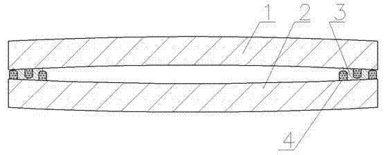 Convex low-altitude glass welded by glass solders in microwave manner and subjected to edge sealing by strip frames, and manufacturing method of glass