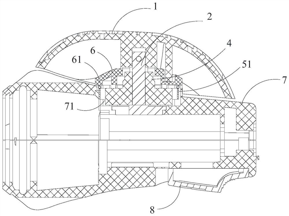 Head swinging mechanism and medical anastomat