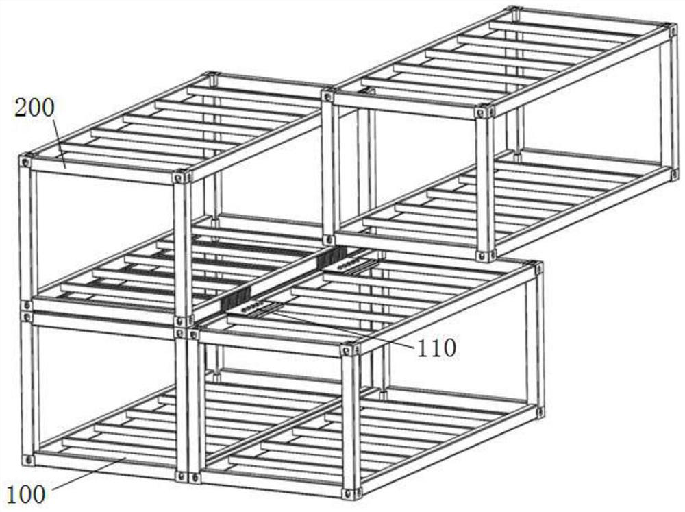 Horizontal self-locking connecting joint for modular steel structure and construction method thereof