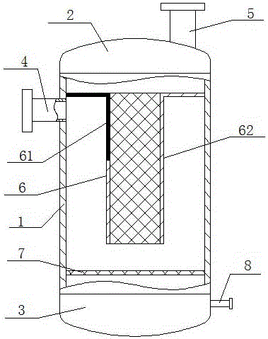 Gravitational settling type gas-liquid separation method