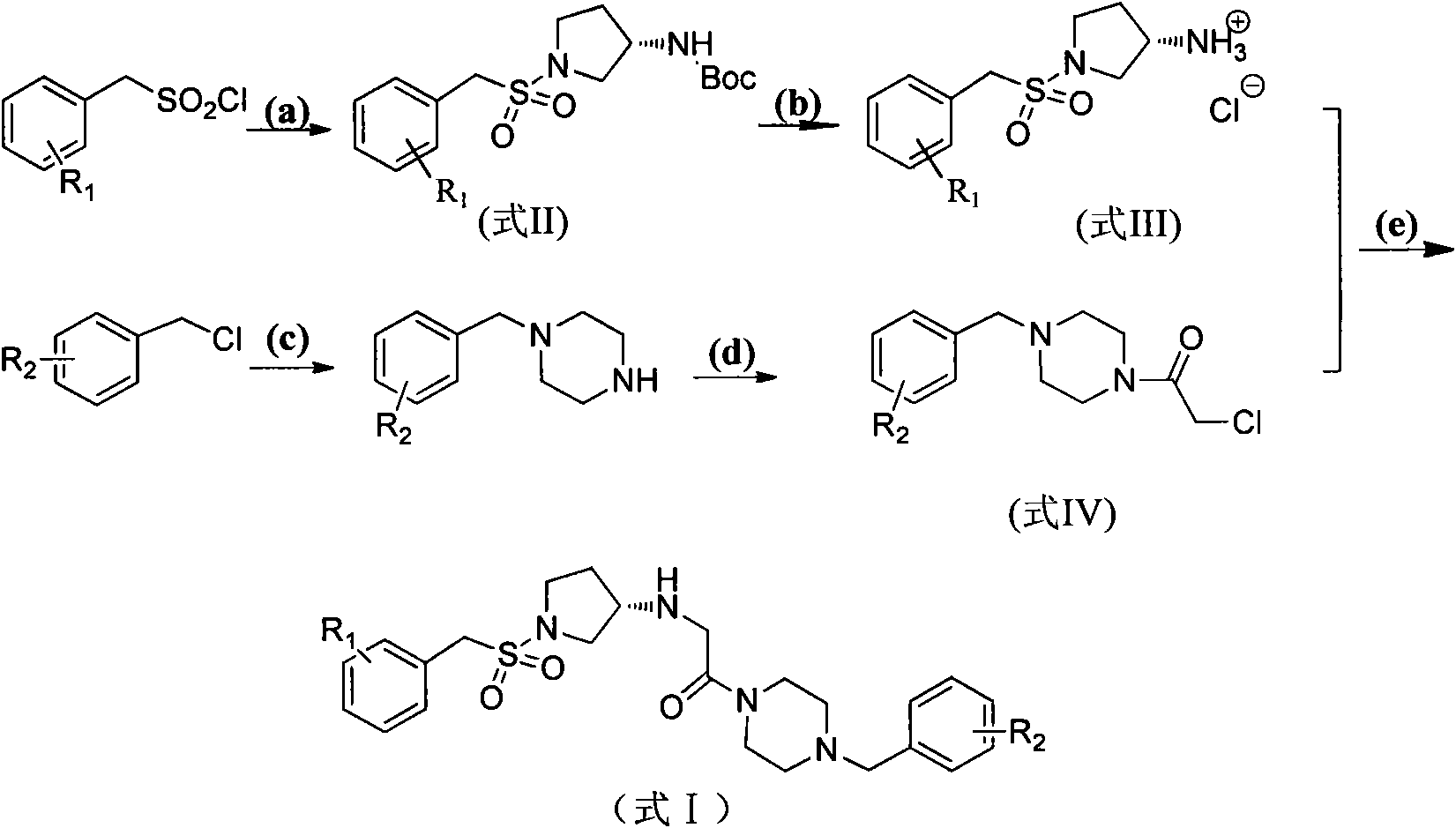 Substitutive (S)-benaldehyde sulfonyl pyrrolidine-3-amino derivative, and preparation method and application thereof