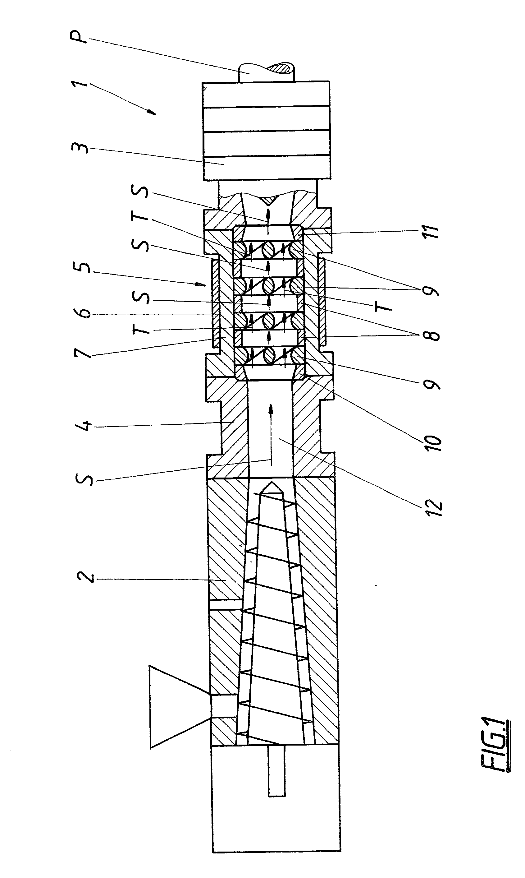 Method for thoroughly mixing a melt flow made of plastic