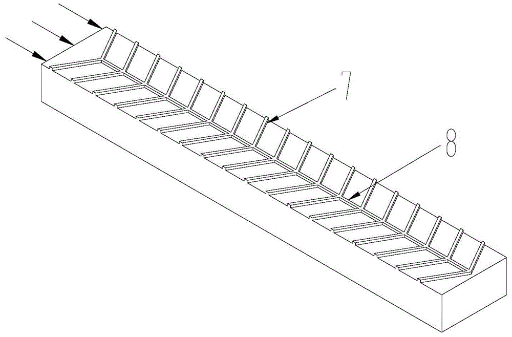 Gas turbine blade with longitudinal crossed rib cooling structure