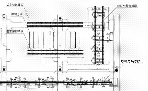 Online frame combination arrangement manner of large engineering machinery and online frame combination method