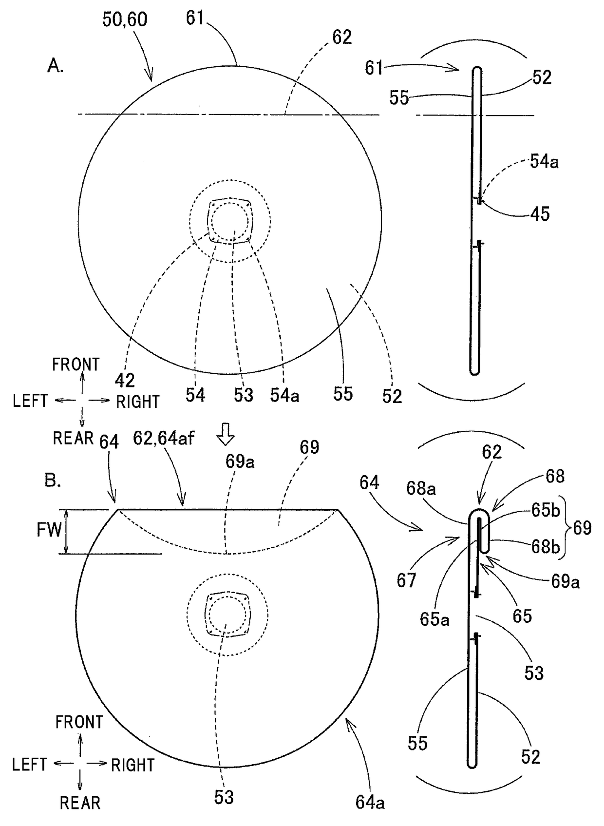 Folding preparation body of driver seat airbag and folding method of folded body