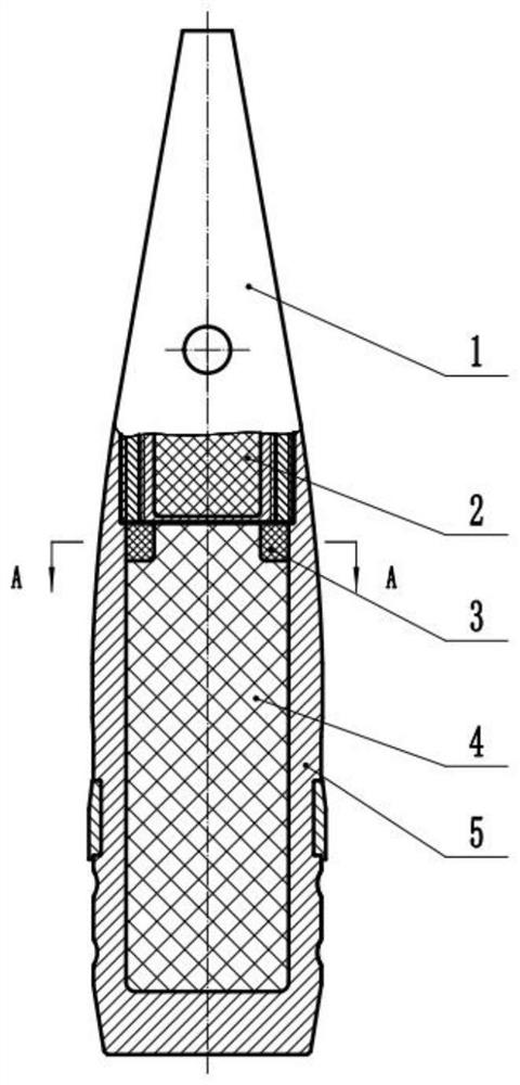 An artificial anti-hail rain-increasing projectile arranged with a rain-increasing catalyst away from the output end of the fuze