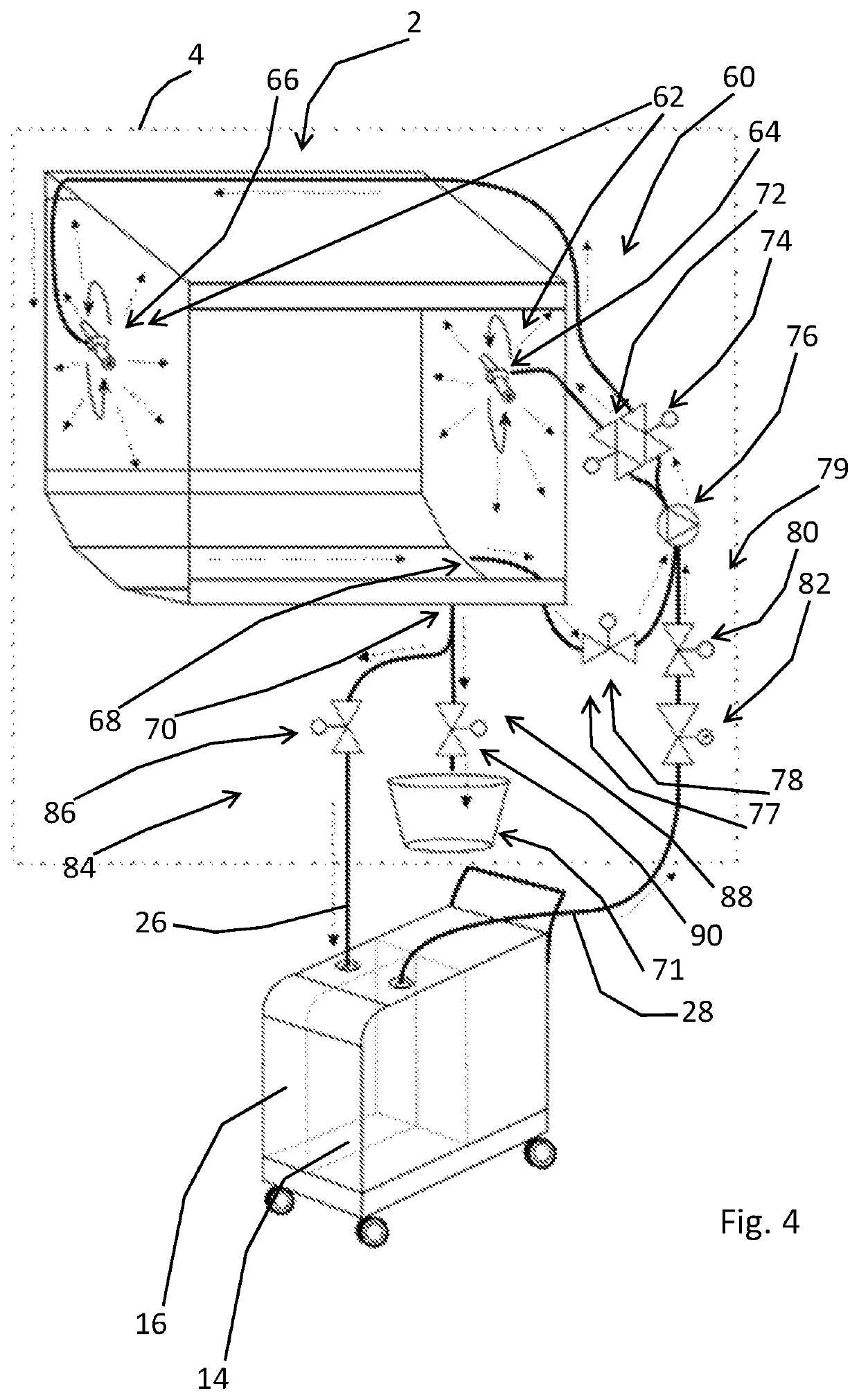 System comprising a self-cleaning oven, and method for cleaning a self-cleaning oven