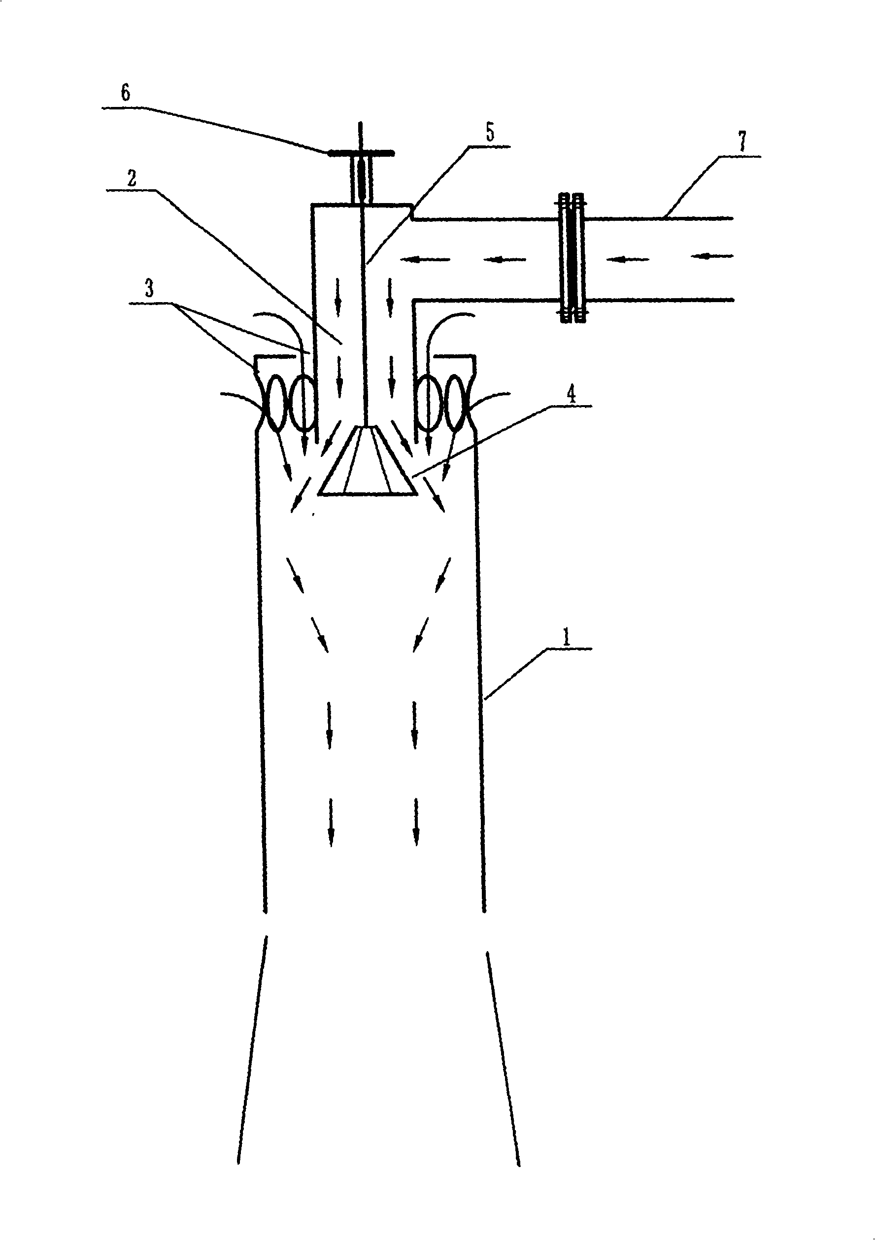 Internal combustion blast furnace gas special nozzle with pyramid trustum jet device