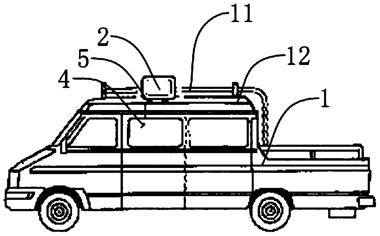 Vehicle-mounted temperature measurement antenna mounting structure for cable inspection