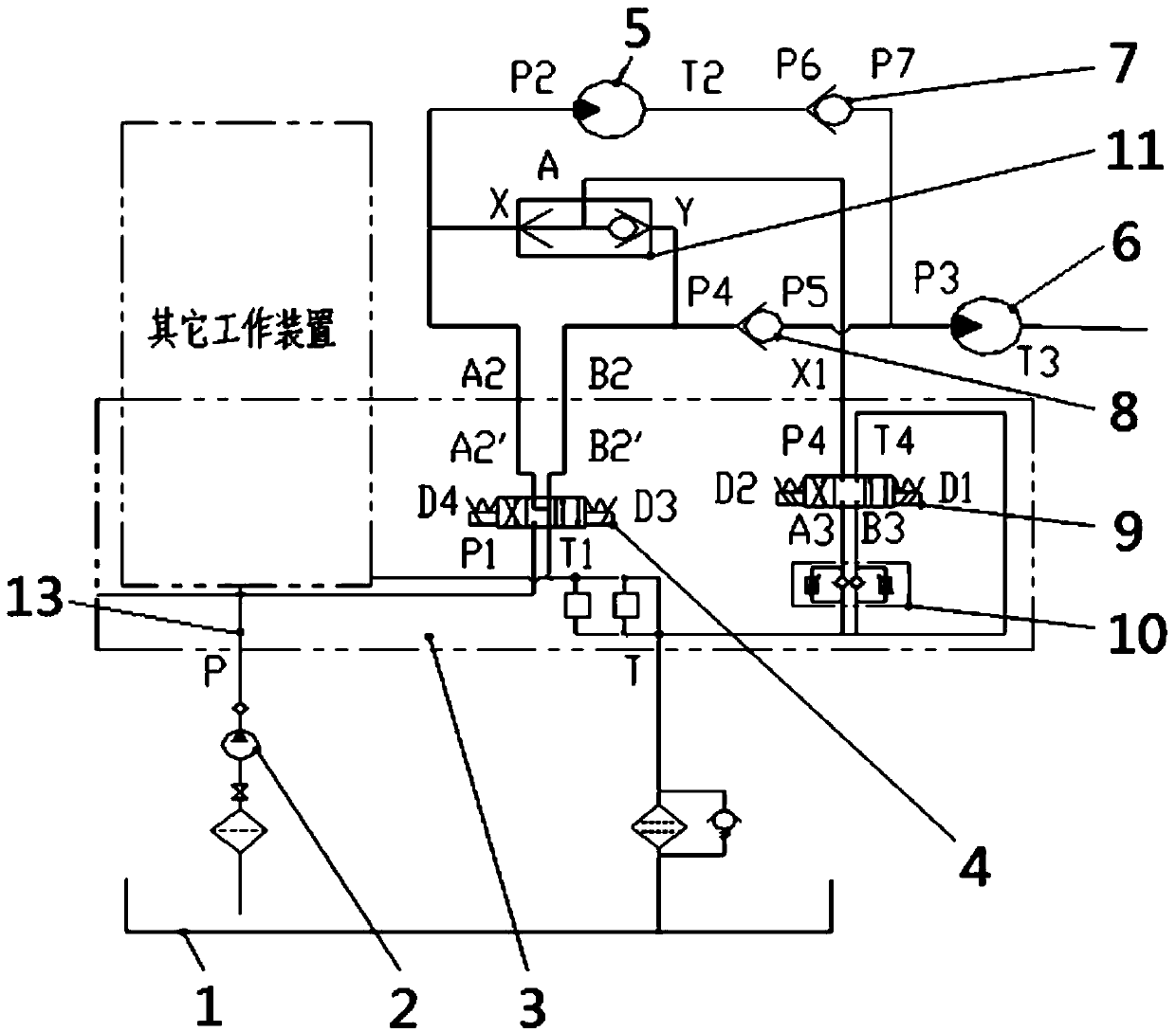 Sweeper hydraulic control system and control method