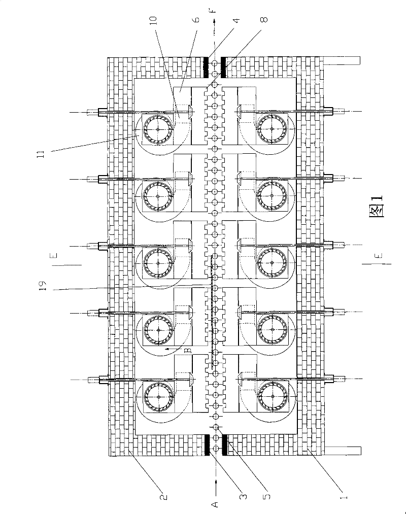 Setting method and application of high temperature gas nozzle in convection glass plate heating furnace