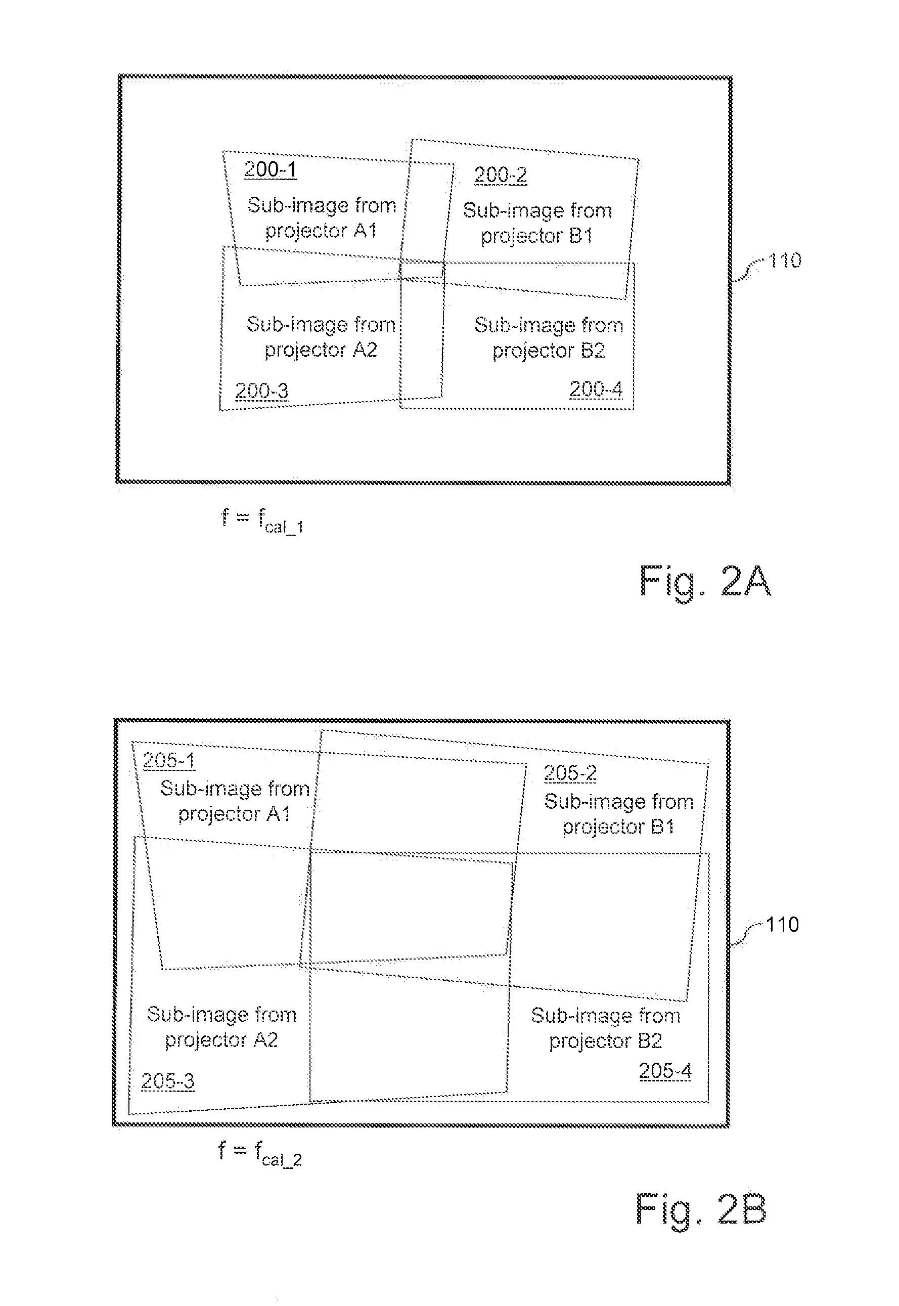 Method and device for controlling a video projector in a video projection system comprising multiple video projectors