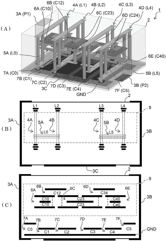 High frequency component and filter component