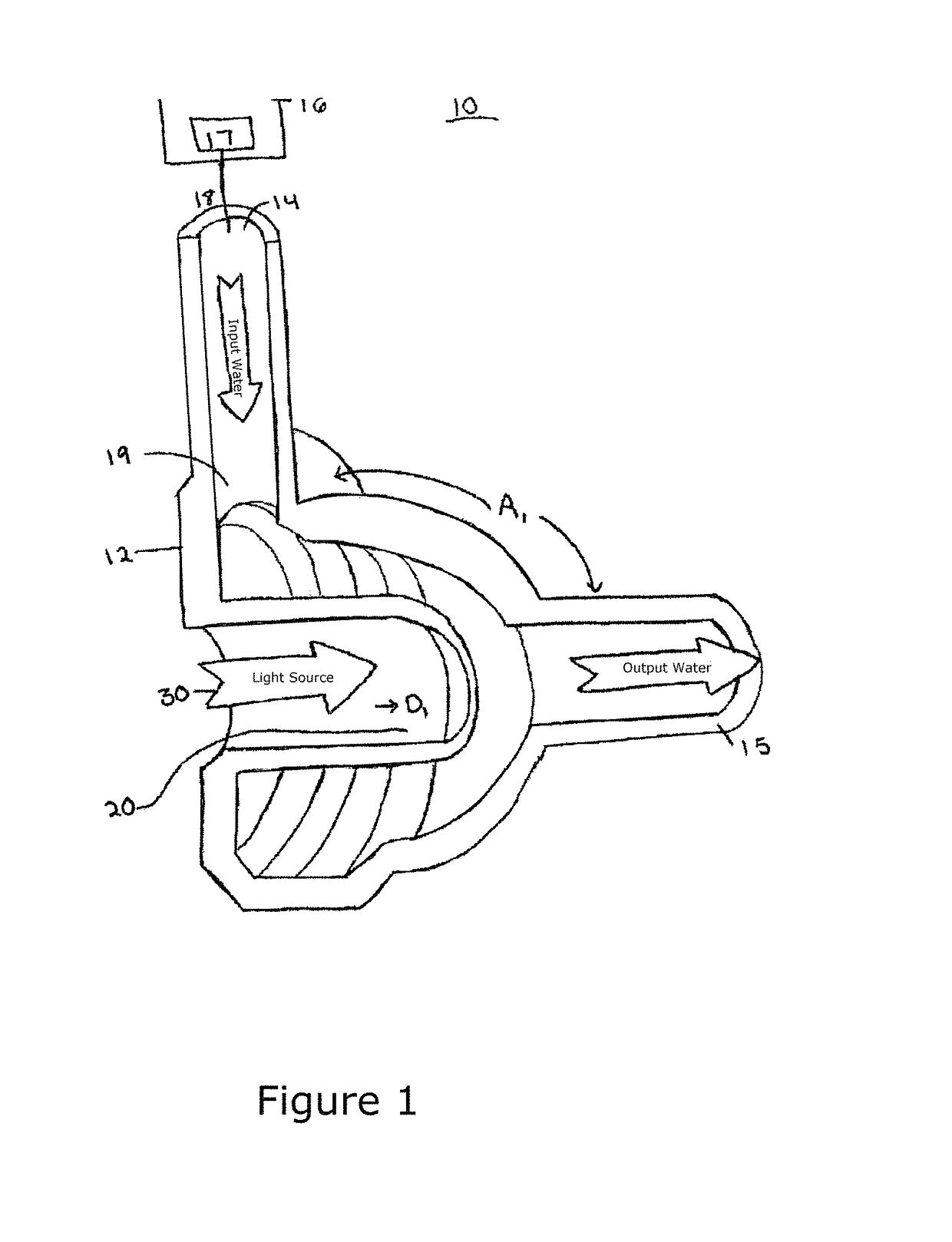 LED illumination of water output on a boat and fluid separator