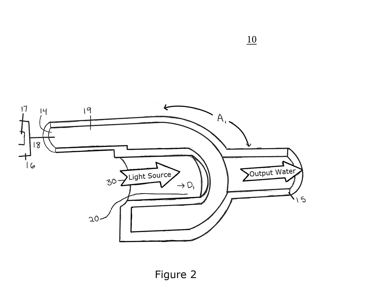 LED illumination of water output on a boat and fluid separator