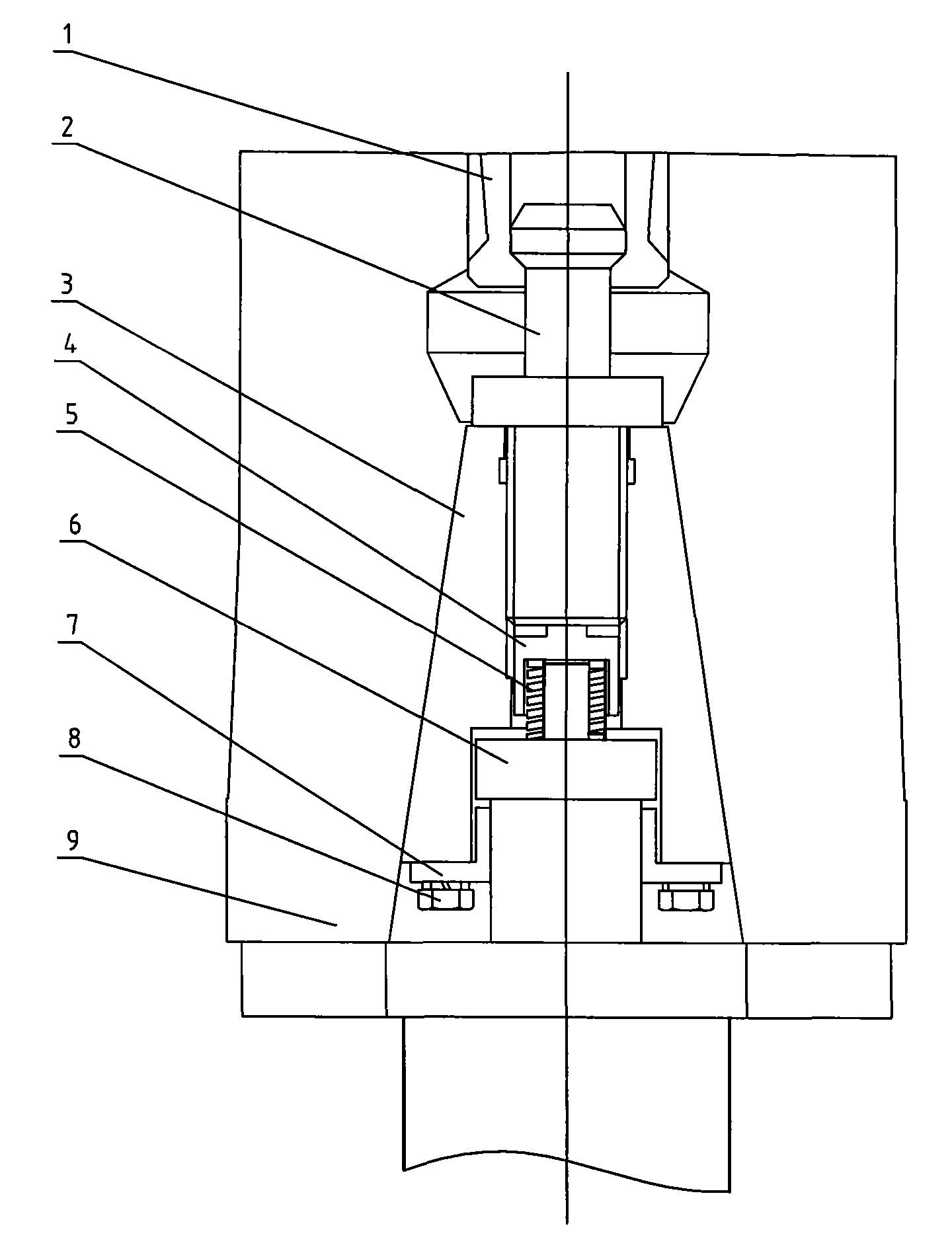 Installing structure of taper shank with attached cutting head