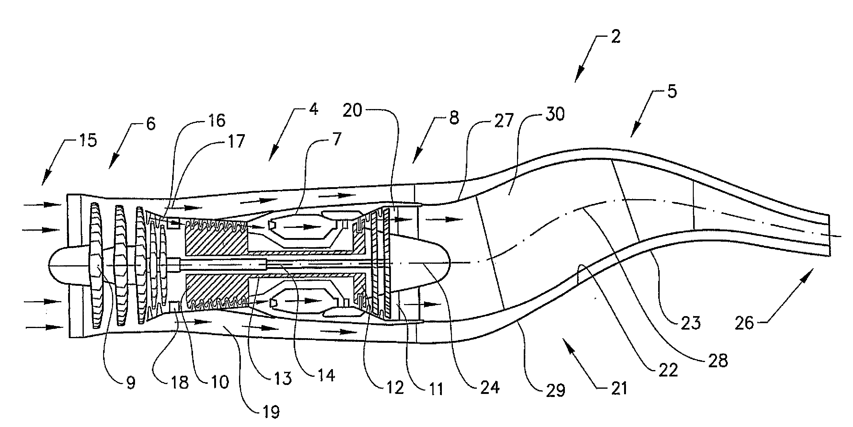 Arrangement for Propelling an Aircraft, Aircraft and Outlet Nozzle for a Jet Engine