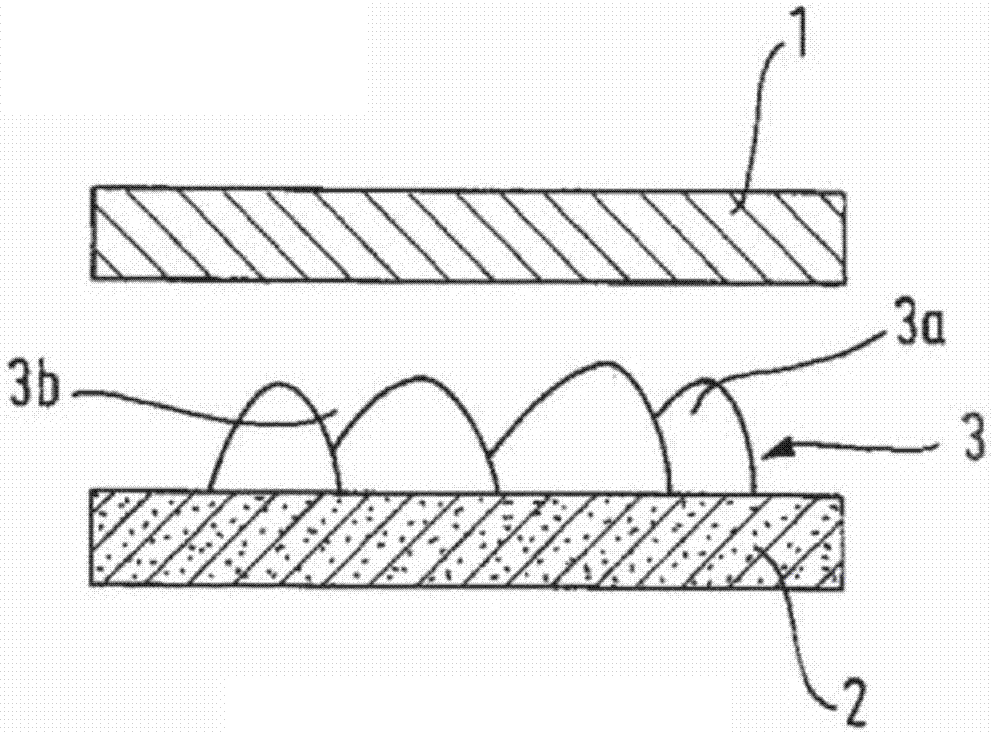 Electronic sandwich structure with two parts joined together by means of a sintering layer with alternating regions of higher and lower density and corresponding manufacturing method