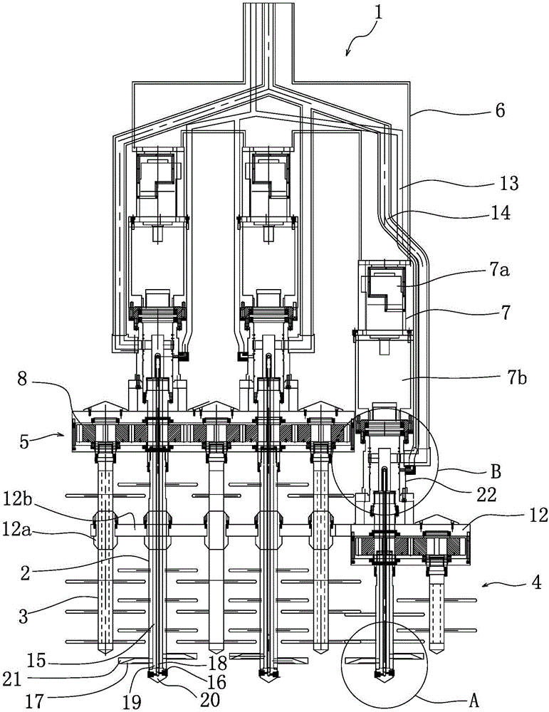 Diving power head for producing pile with nonlinear section