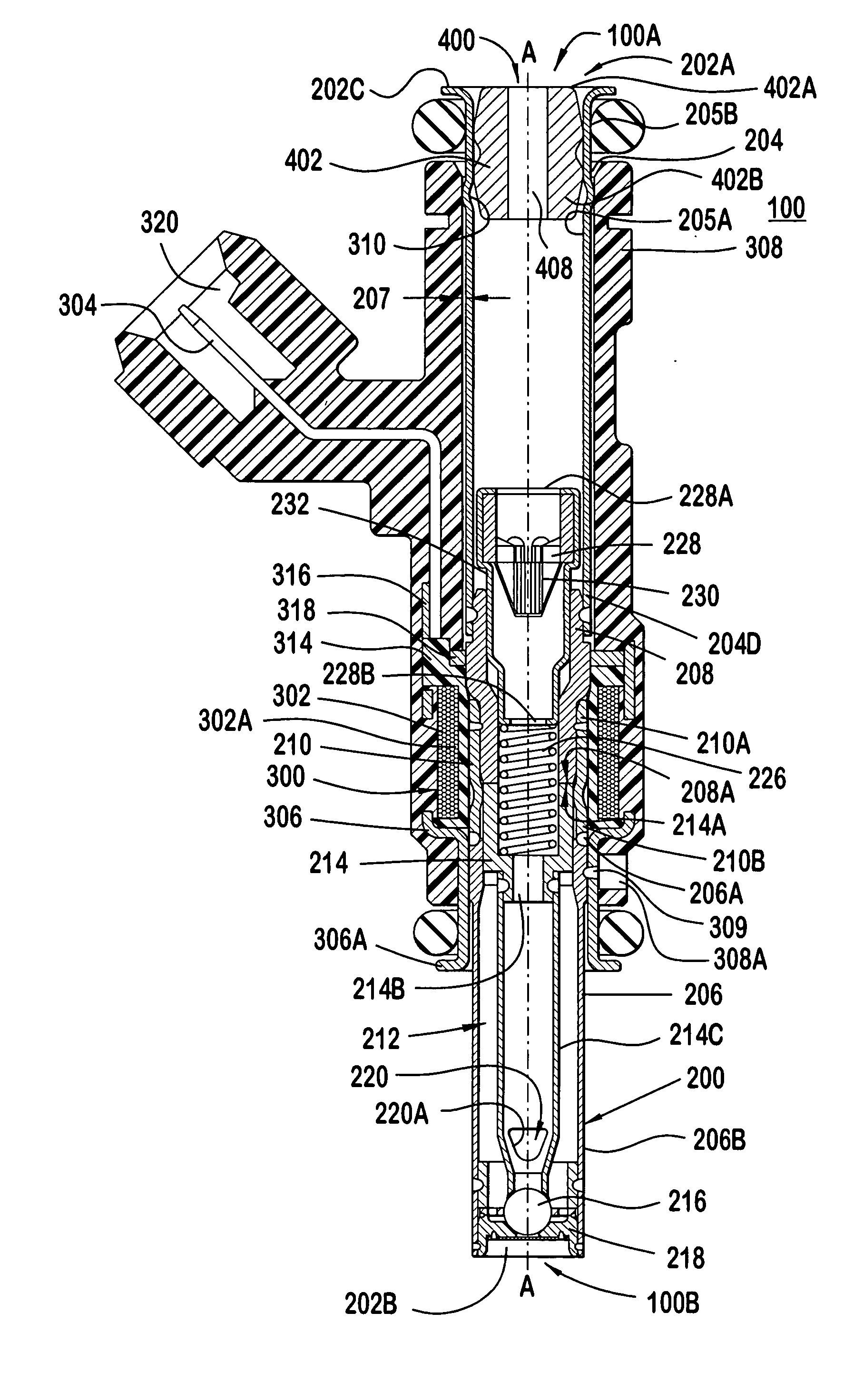 Modular fuel injector with a damper member and method of reducing noise