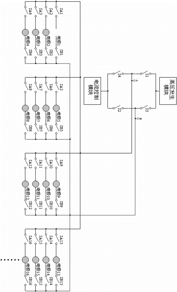 Electrode array nonpolar constant current electrical stimulation circuit