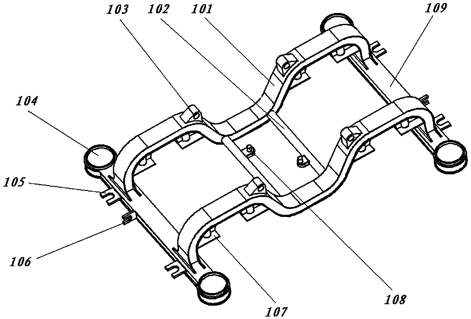 Radial bogie for low-floor trains