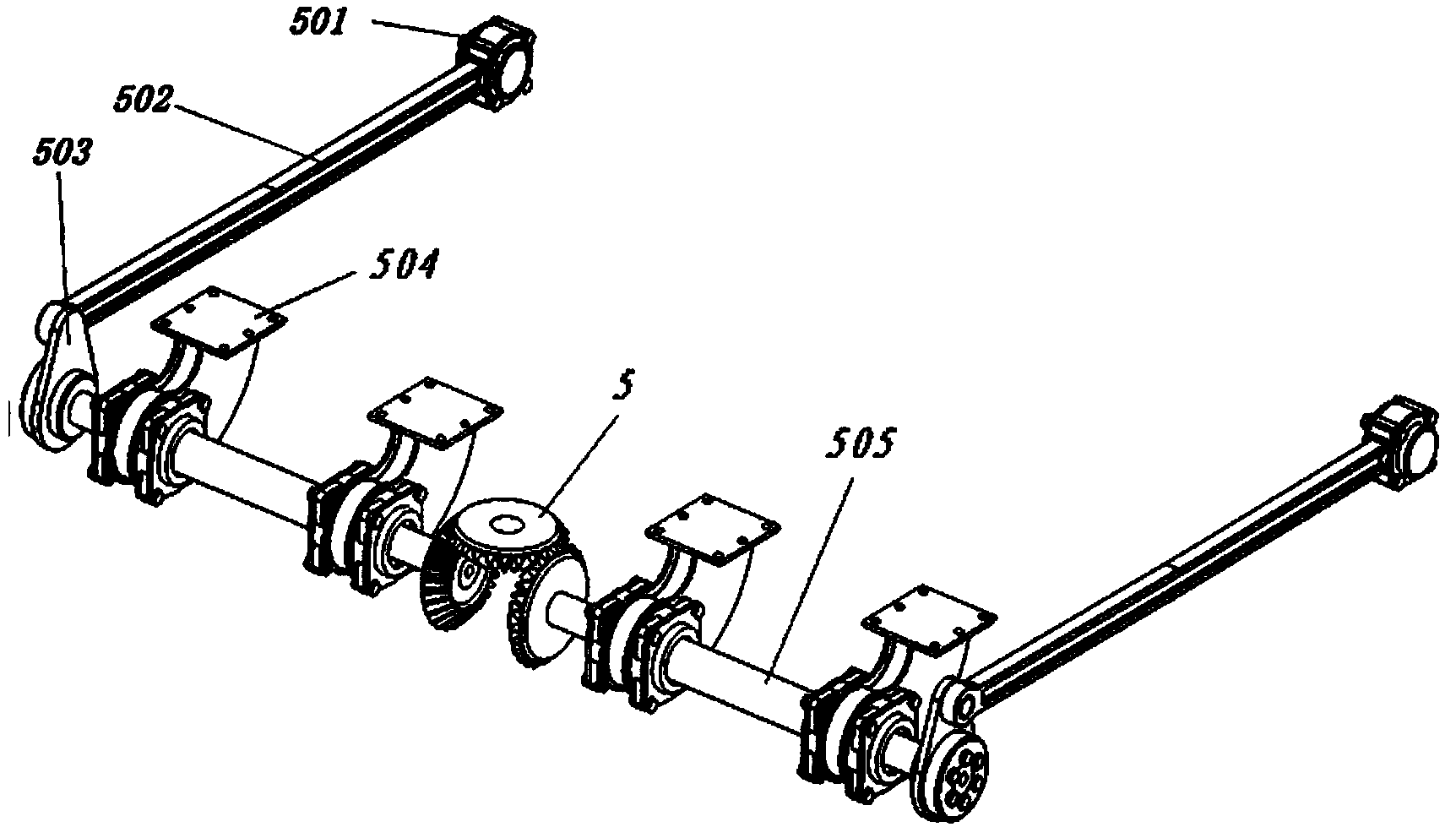 Radial bogie for low-floor trains