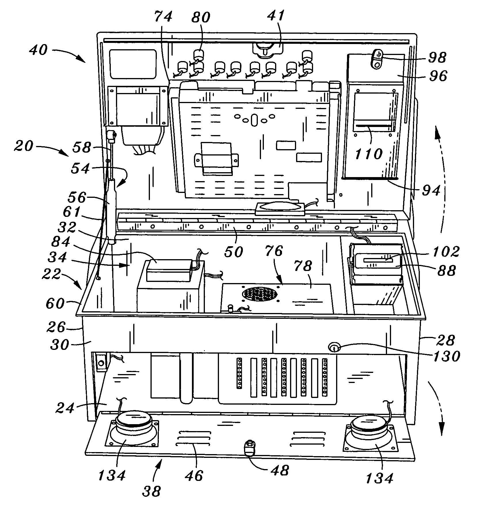 Gaming unit including currency container locking mechanism