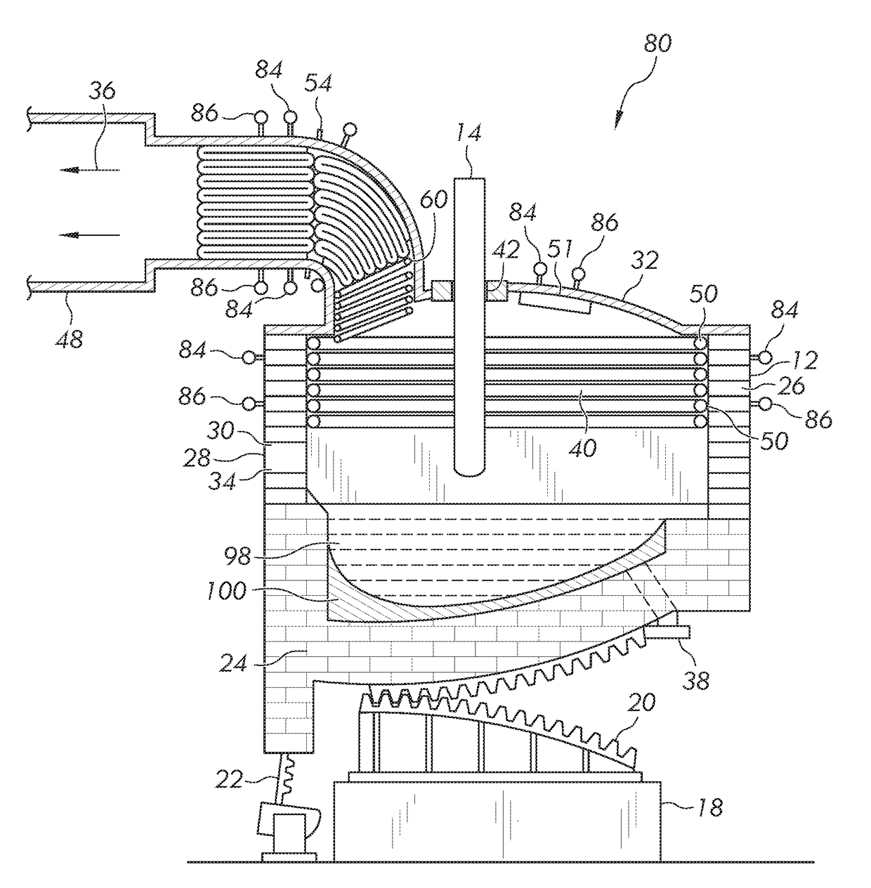 Extended leg return elbow for use with a steel making furnace and method thereof