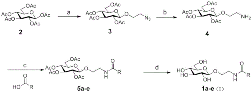 Amide ethyoxyl-beta-D-glucoside compound and preparation method and application thereof