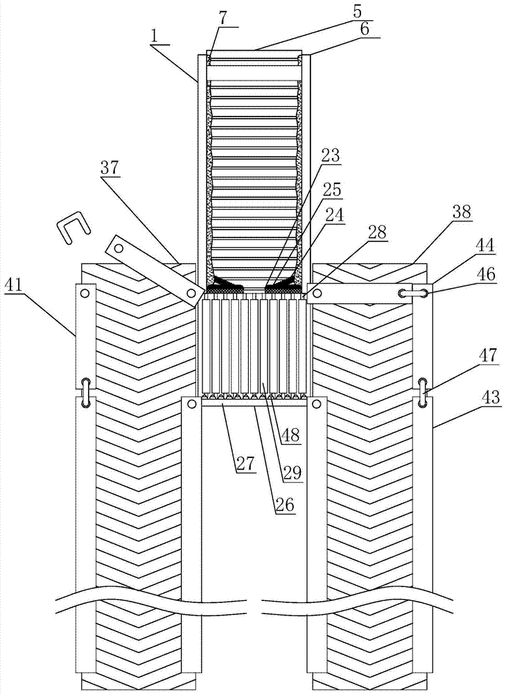 A high-efficiency storage buffer protection unloading transmission device