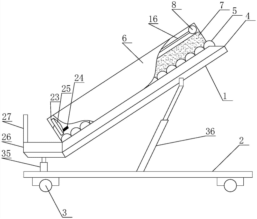 A high-efficiency storage buffer protection unloading transmission device