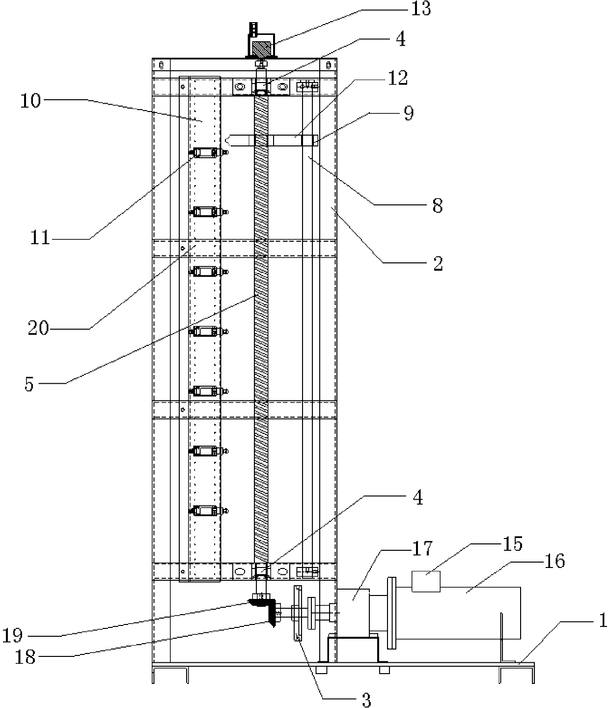 Dynamic simulation test device for electric control system of mining winch