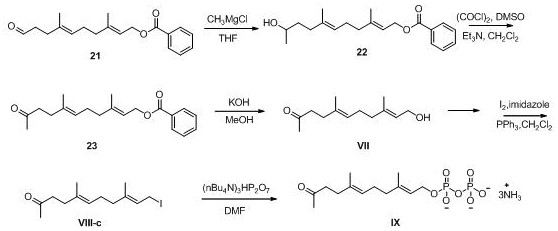 A kind of preparation method of acetonyl geranyl pyrophosphate intermediate