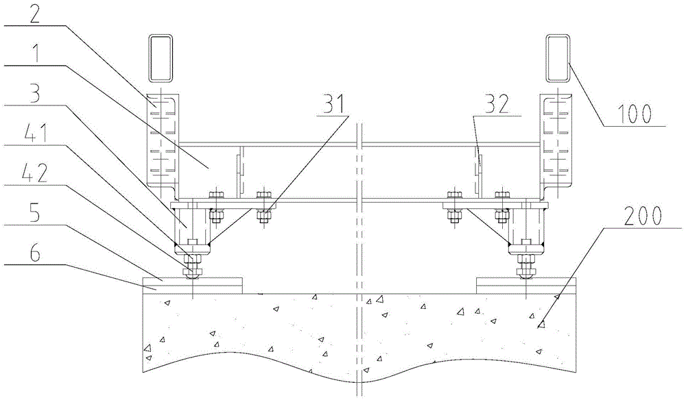 Intermediate support device of escalator truss