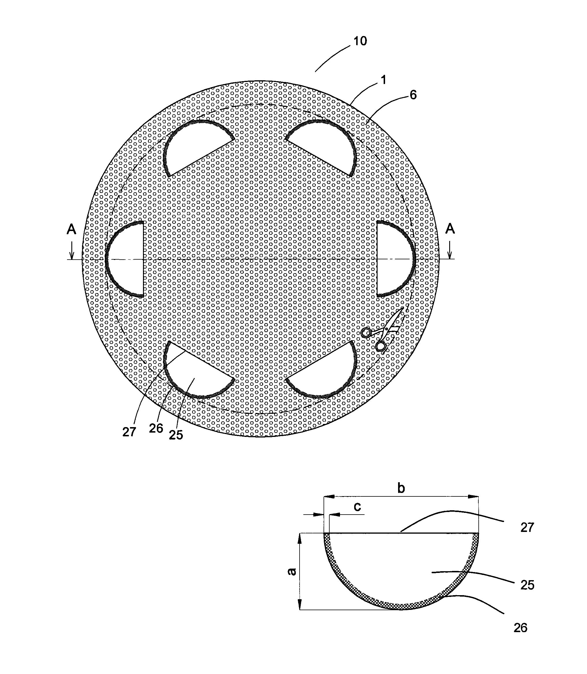 Abdominal wound dressing with application aid