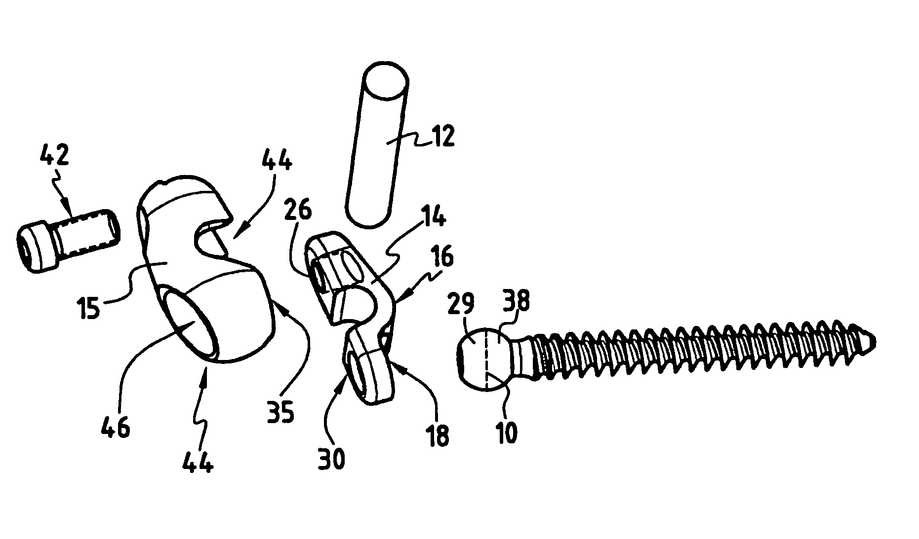 Device for fixing a rod and a spherical symmetry screw head