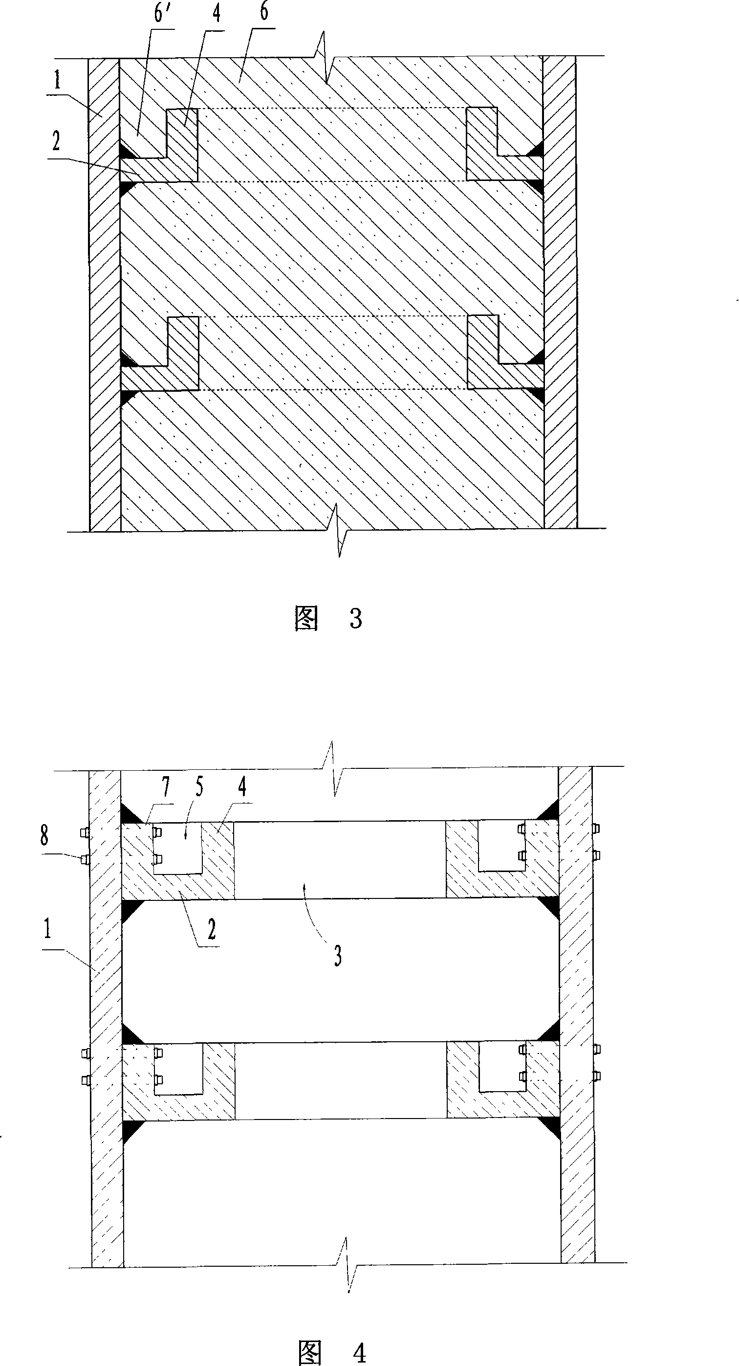 Enlargement type staying cross rib square/rectangle steel tube concrete column