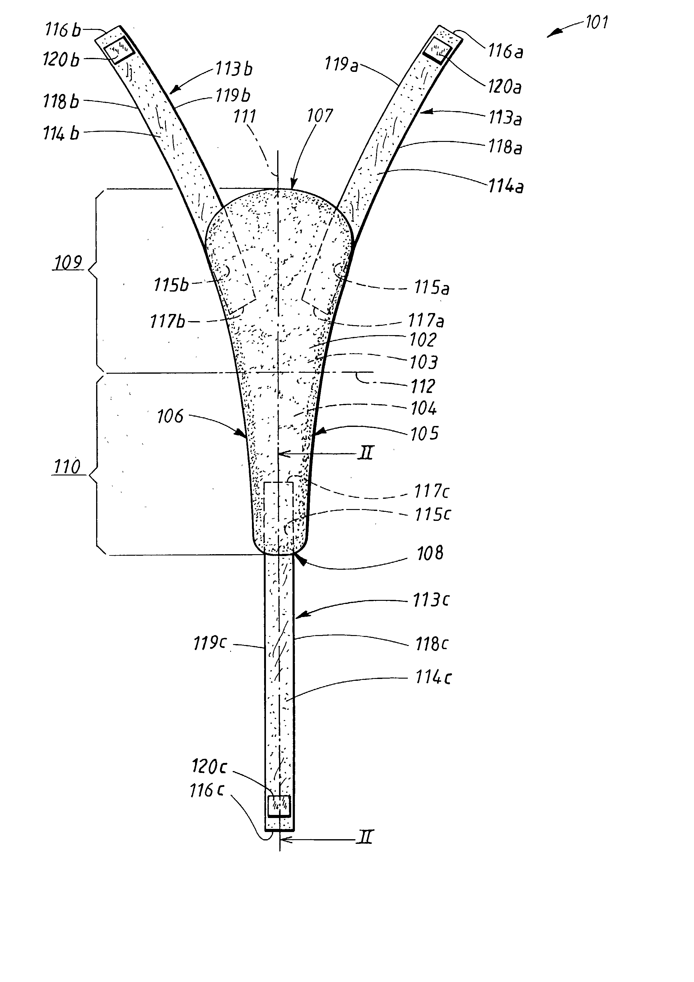 Aborbent product with fastening arrangements