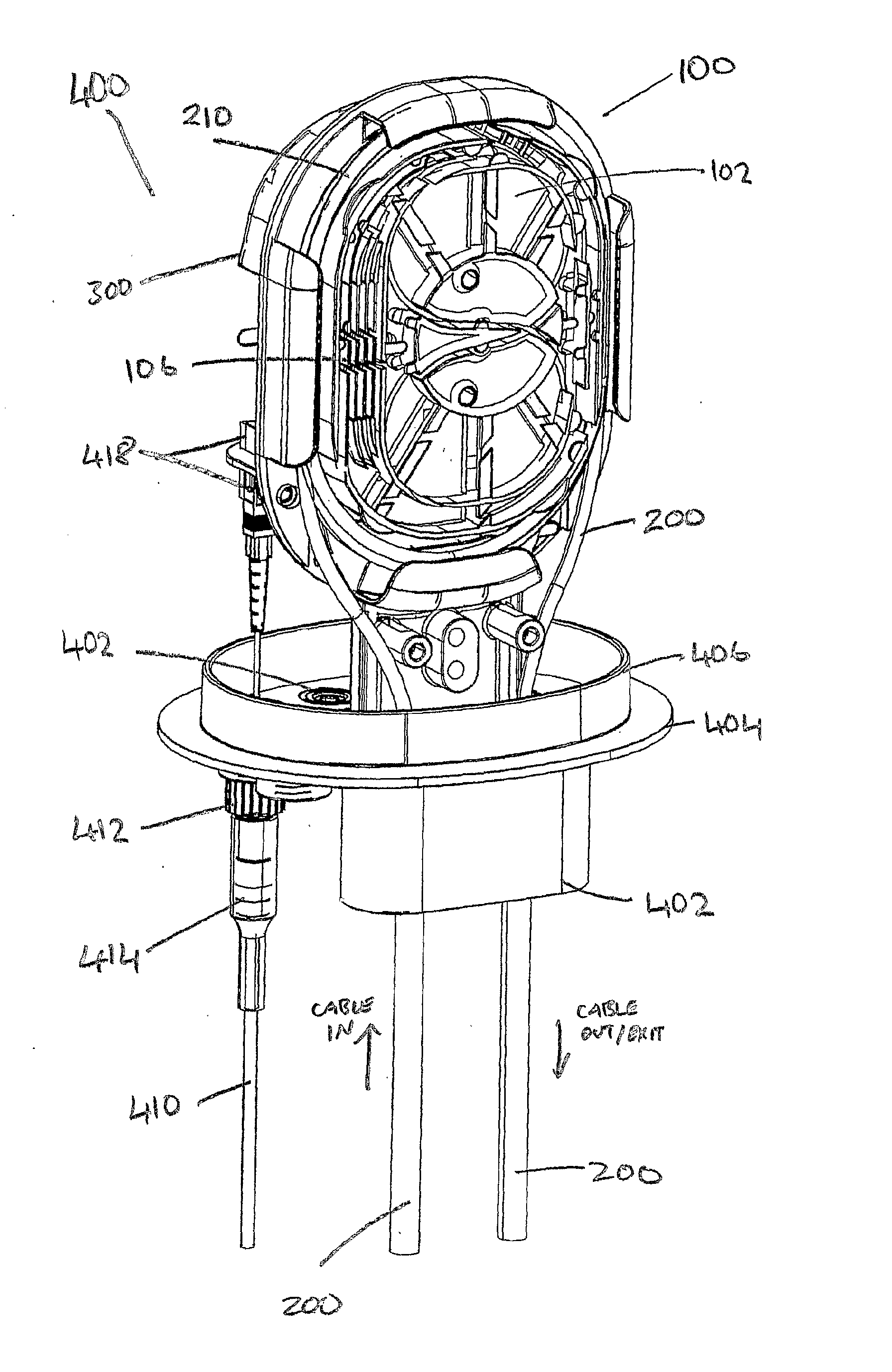 Cable loop device for optical systems