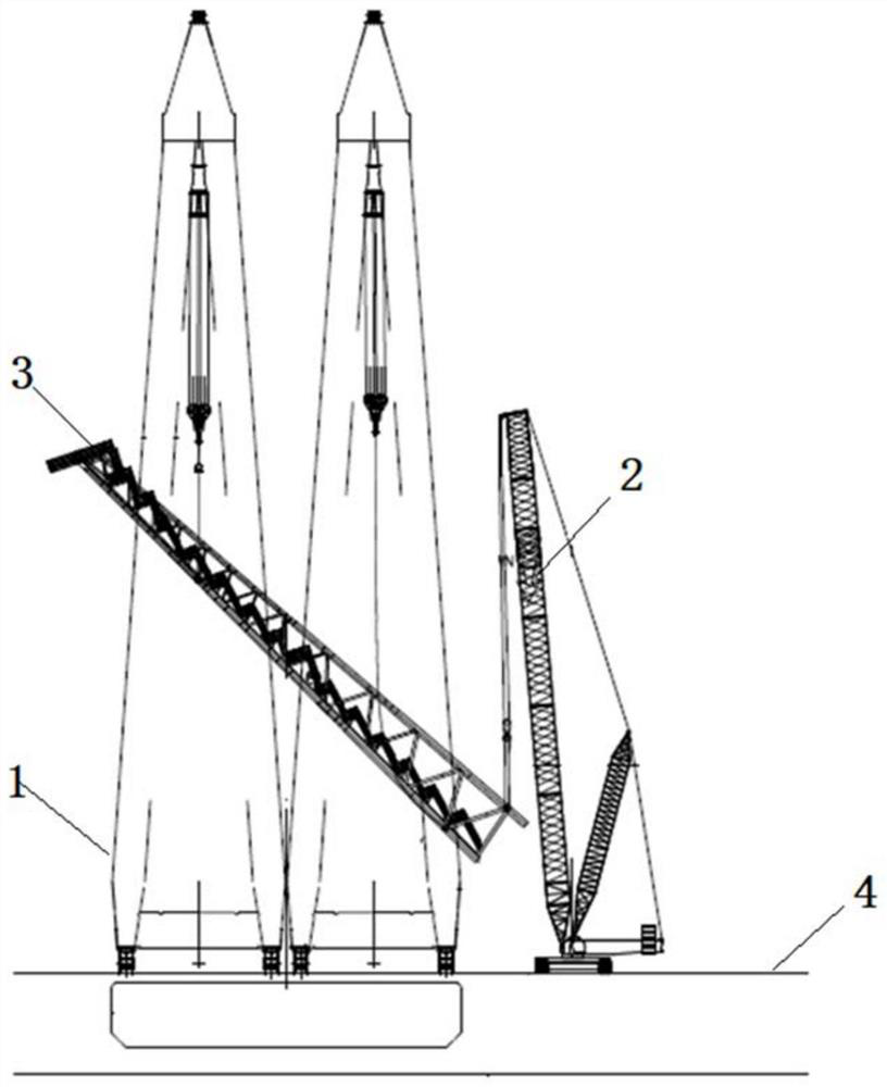 Method for hoisting FPSO flare tower by using floating crane