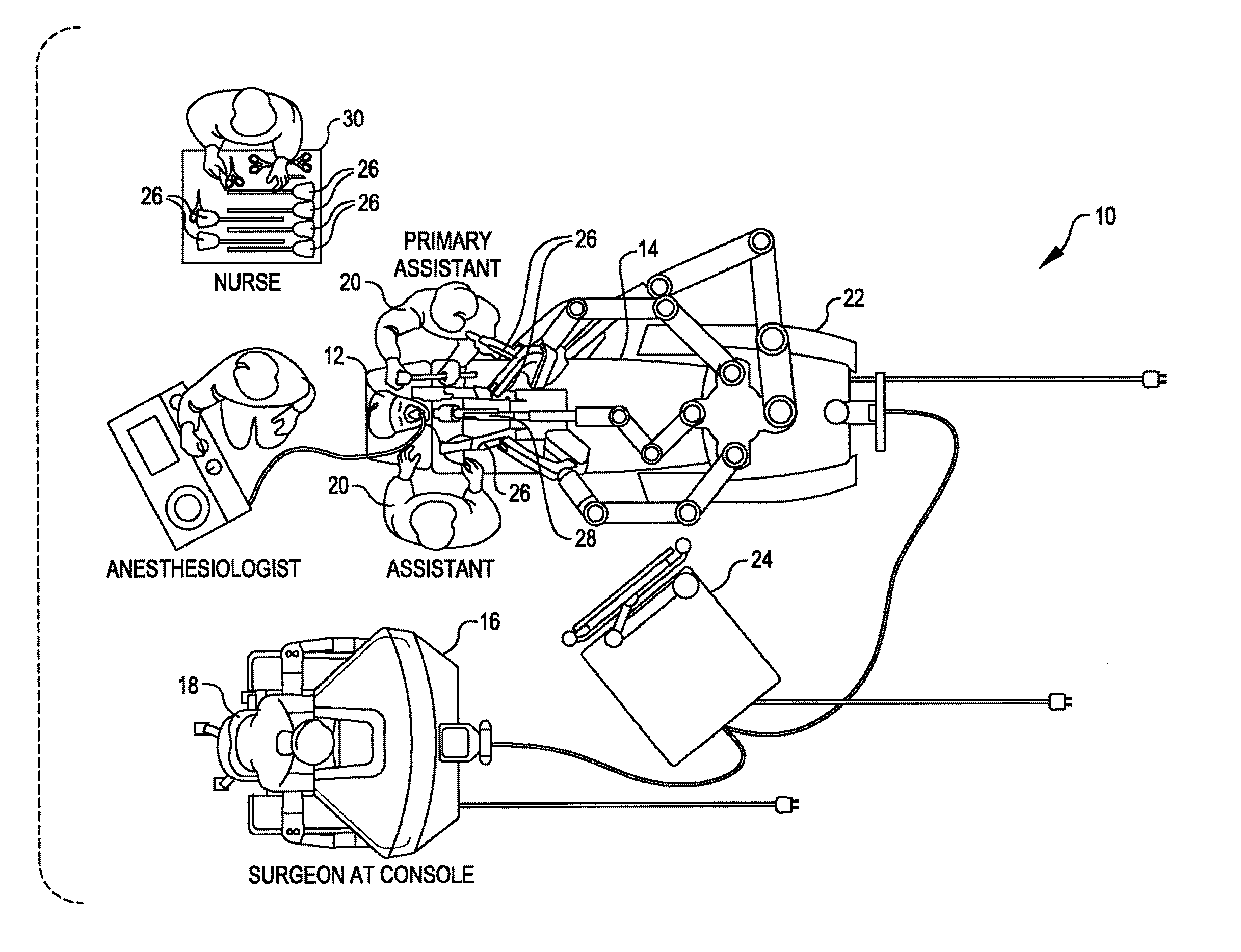 Movable surgical mounting platform controlled by manual motion of robotic arms