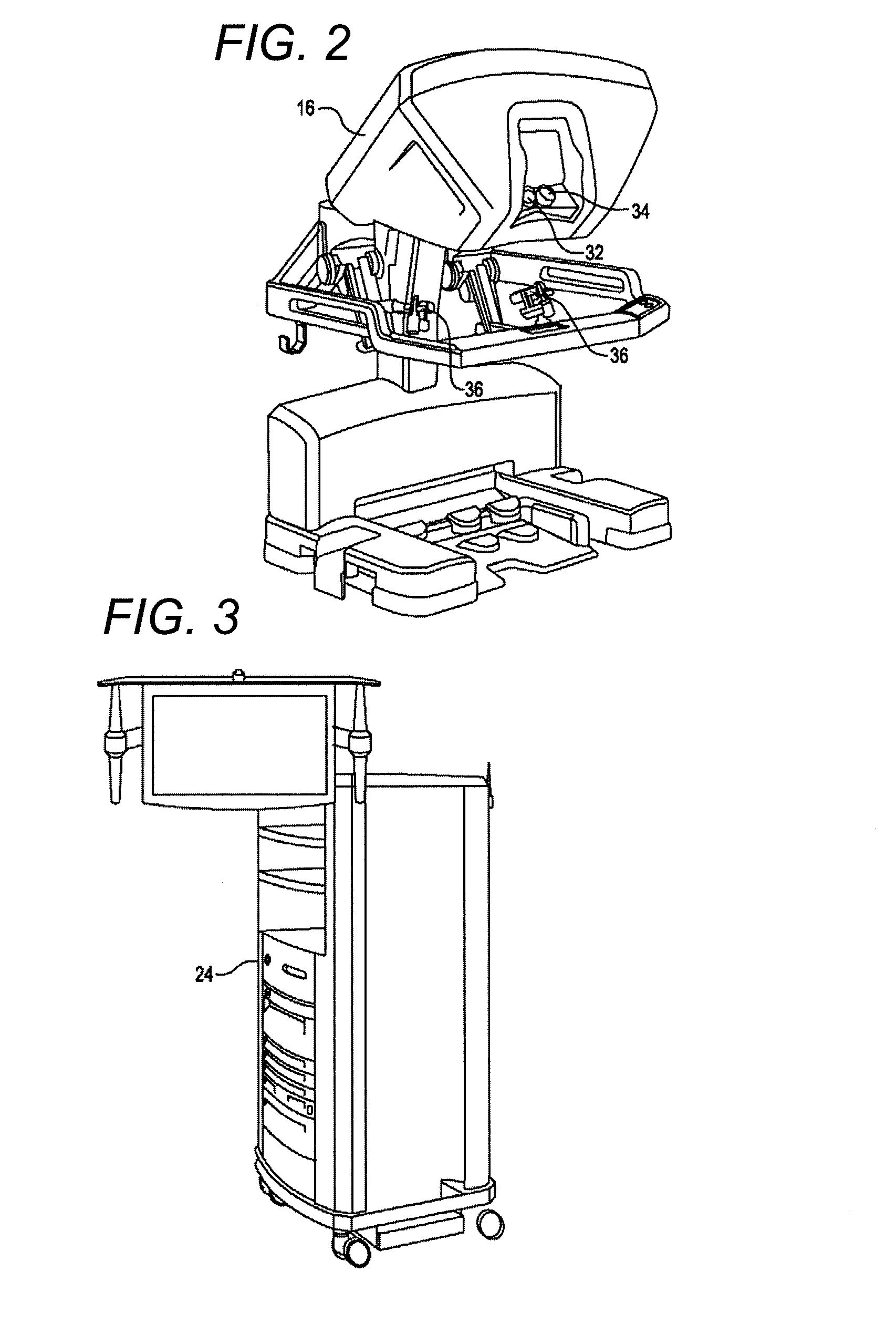 Movable surgical mounting platform controlled by manual motion of robotic arms