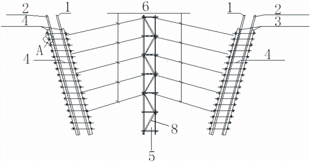 Formwork strengthening and supporting system of inverted-horn-shaped arc-shaped shear wall