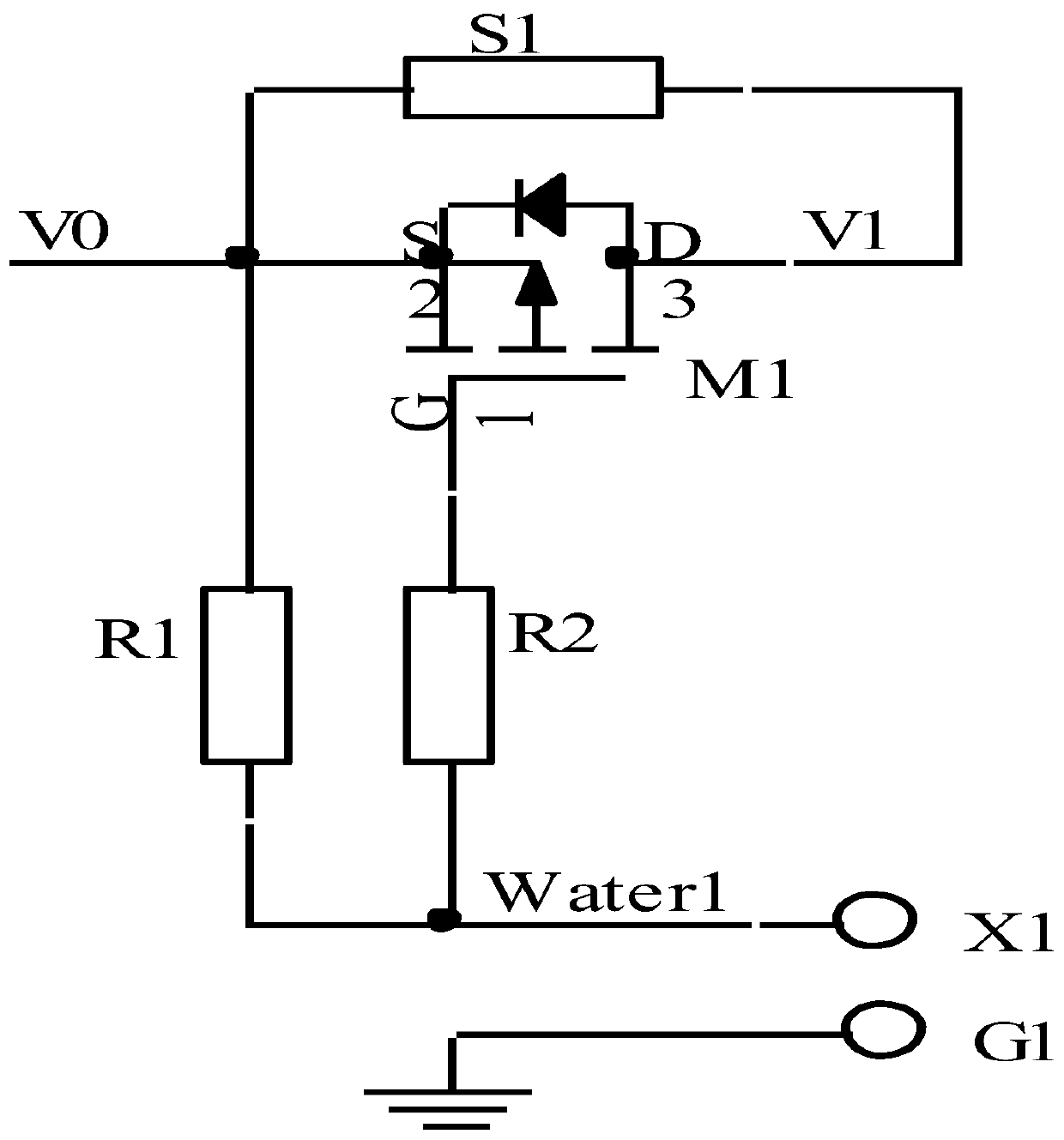 Three-wire series connection type electronic water gauge circuit