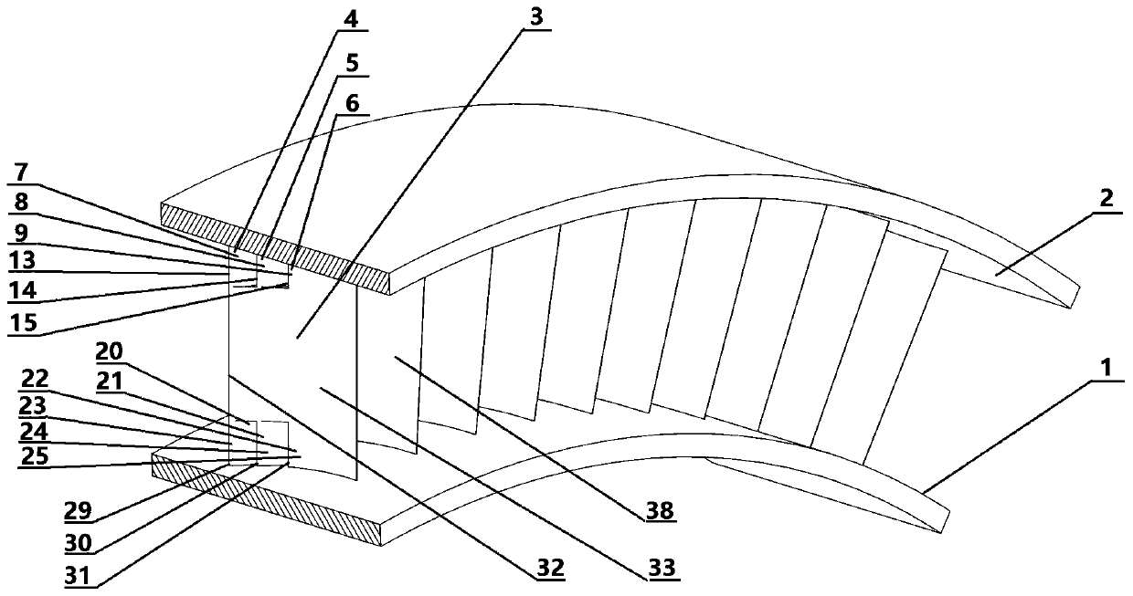 A compressor stator blade with a large bending angle and a multi-section blade type connected in series at the root