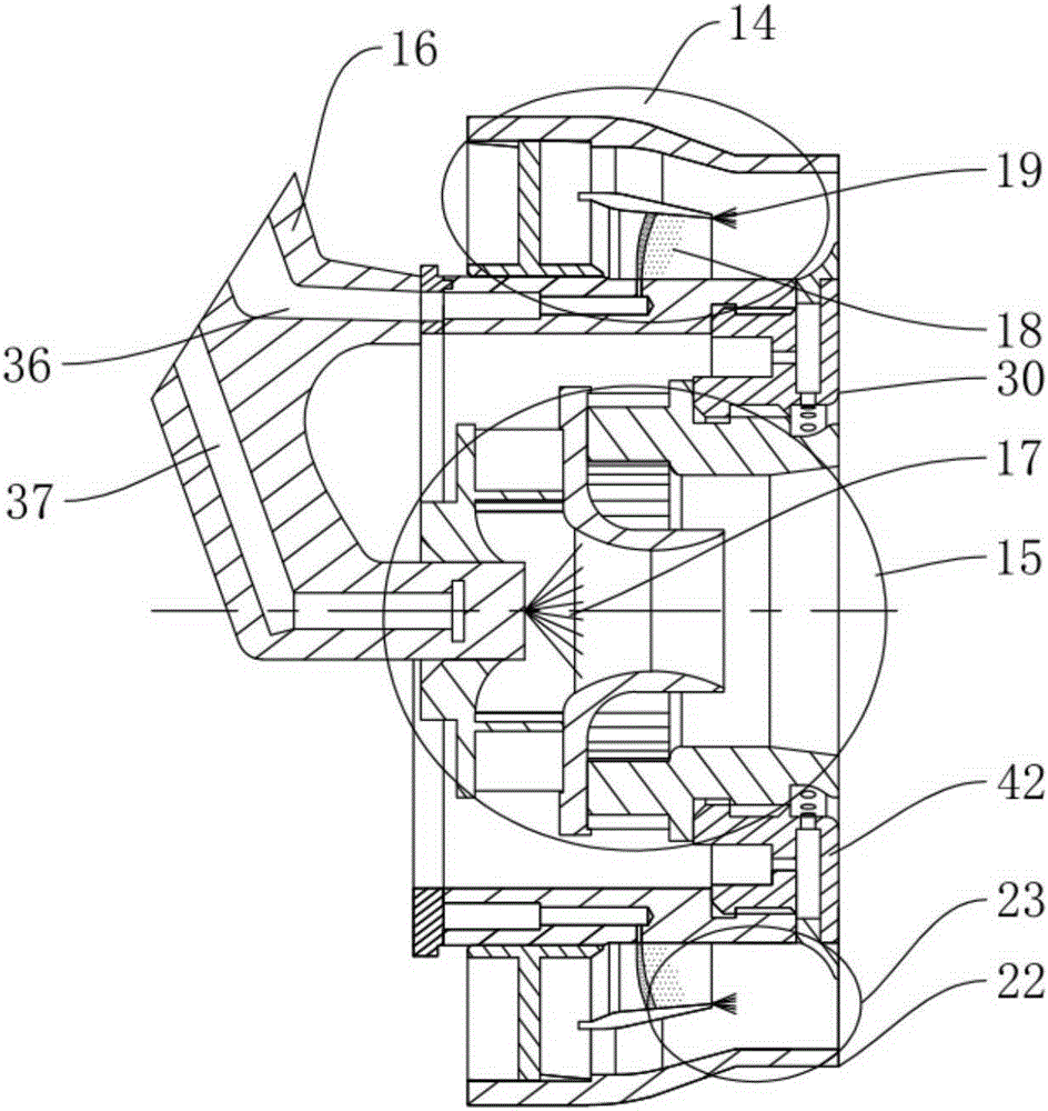 Low-pollution combustion chamber adopting forced diversion at primary combustion stage outlet
