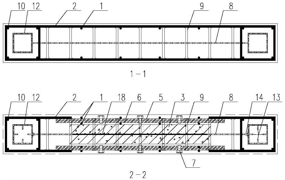 Bolted connection technique for prefabricated large plate shear wall provided with concealed bracing and construction method