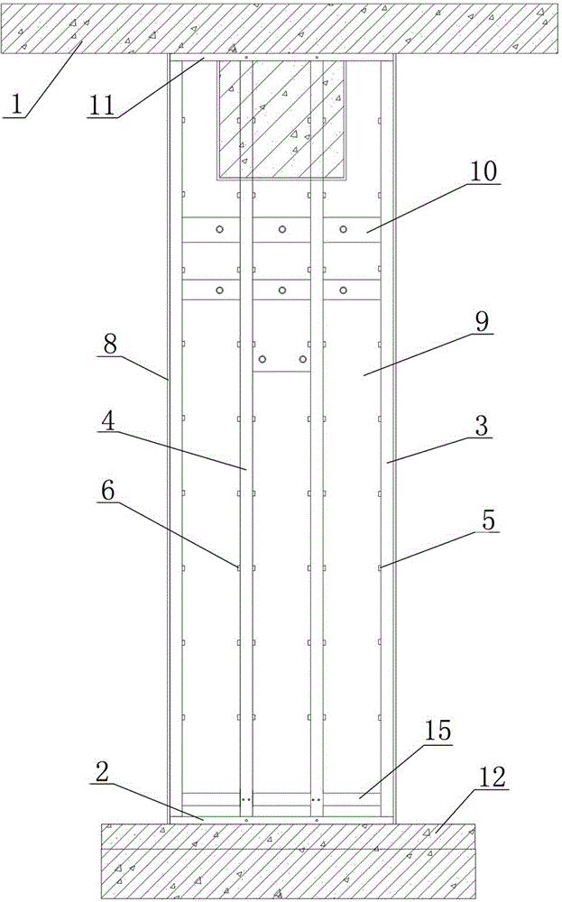 Sawtooth hanging piece stand column packing device and method for constructing sawtooth hanging piece stand column packing device